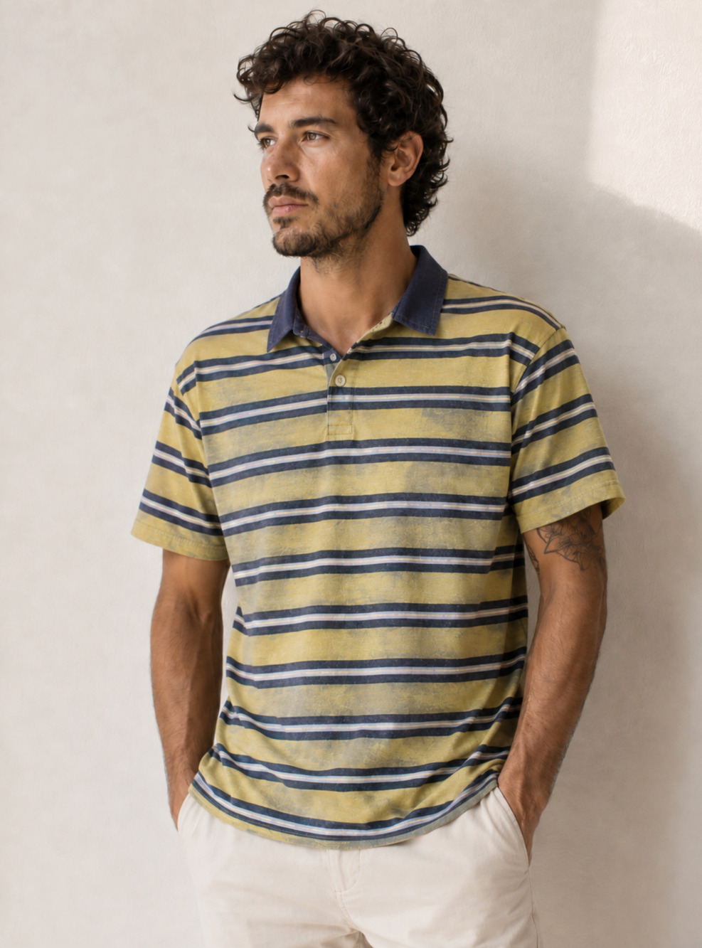 Vintage Nina Ricci Homme Paris Men’s Polo Shirt Size 50 Striped NR Logo Pocket